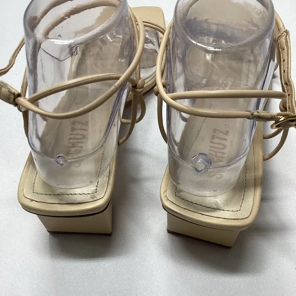 Schutz‎ Pompeii Beige Mid Ankle Strappy Sandals Size 9
